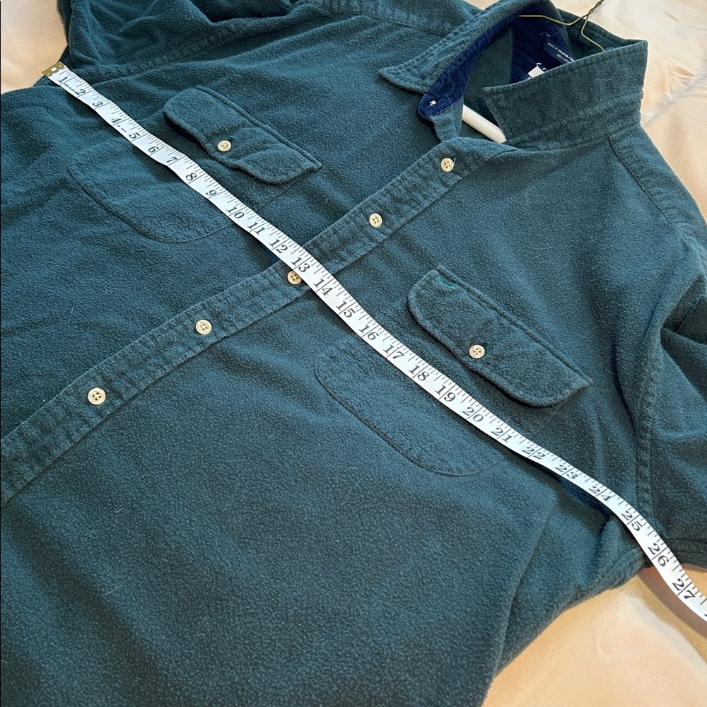 Vintage Men’s Tommy Hilfiger Dark Green Light Flannel Button-Up Shirt Shacket XL - Picture 6 of 8
